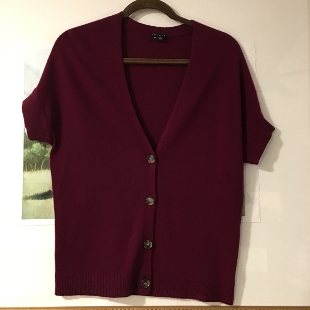 Theory Cashmere Blend Button Cardigan Sweater